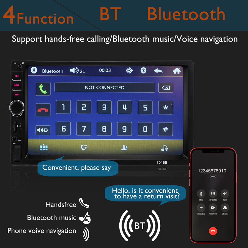7″ Double 2DIN Android/IOS Car Stereo MP5 Player GPS Radio Bluetooth WiFi+Camera