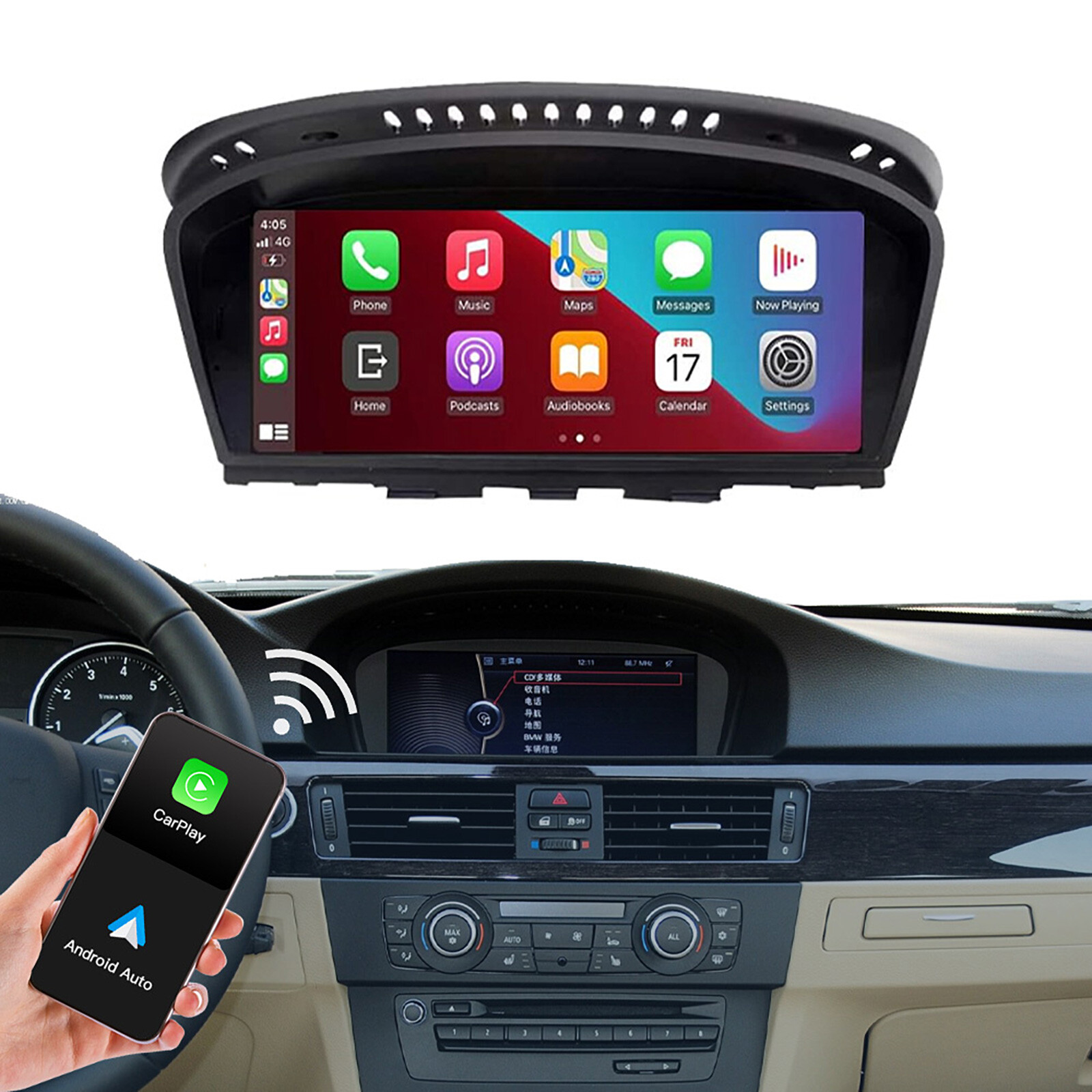 Carplay/Android Auto 8.9 Touch screen Receiver for BMW 3/5er 2005-2012 CCC/CIC
