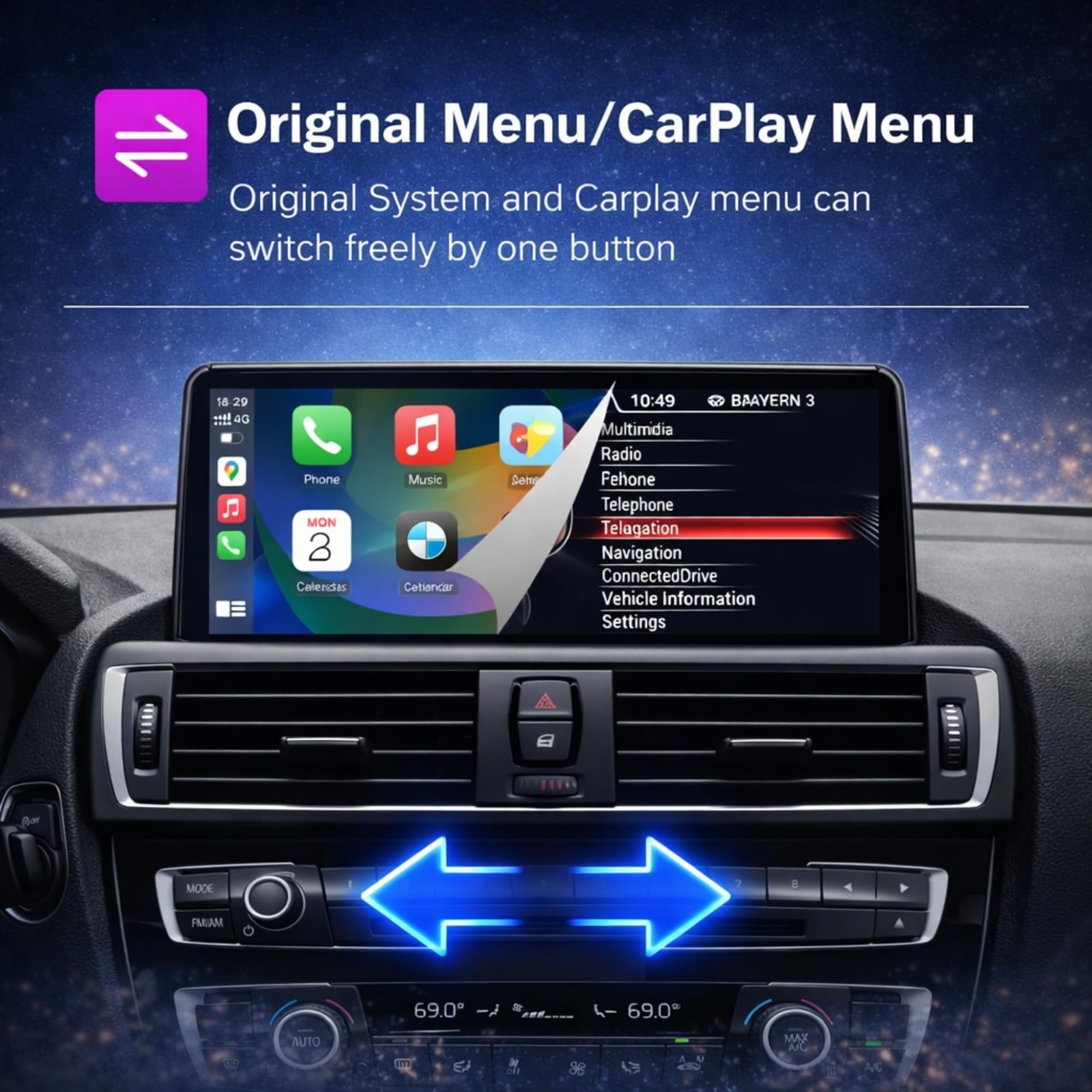 Touchscreen CarPlay Linux Head Unit for BMW F30 F31 F32 F33 F34 F36 F20 F21 NBT