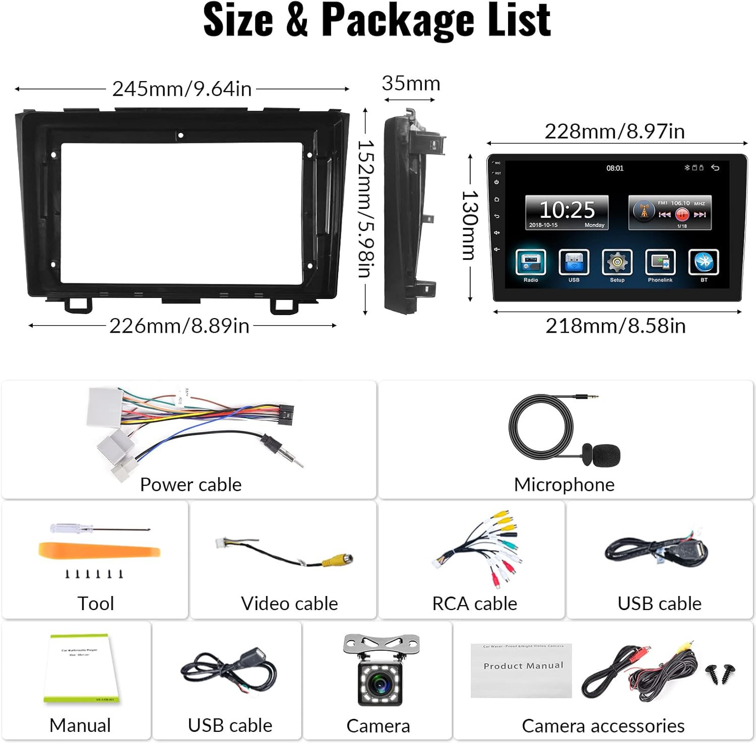 Car Stereo for Honda CRV 2007-2011 Car Radio,Mp5 Player with Apple Carplay Andro