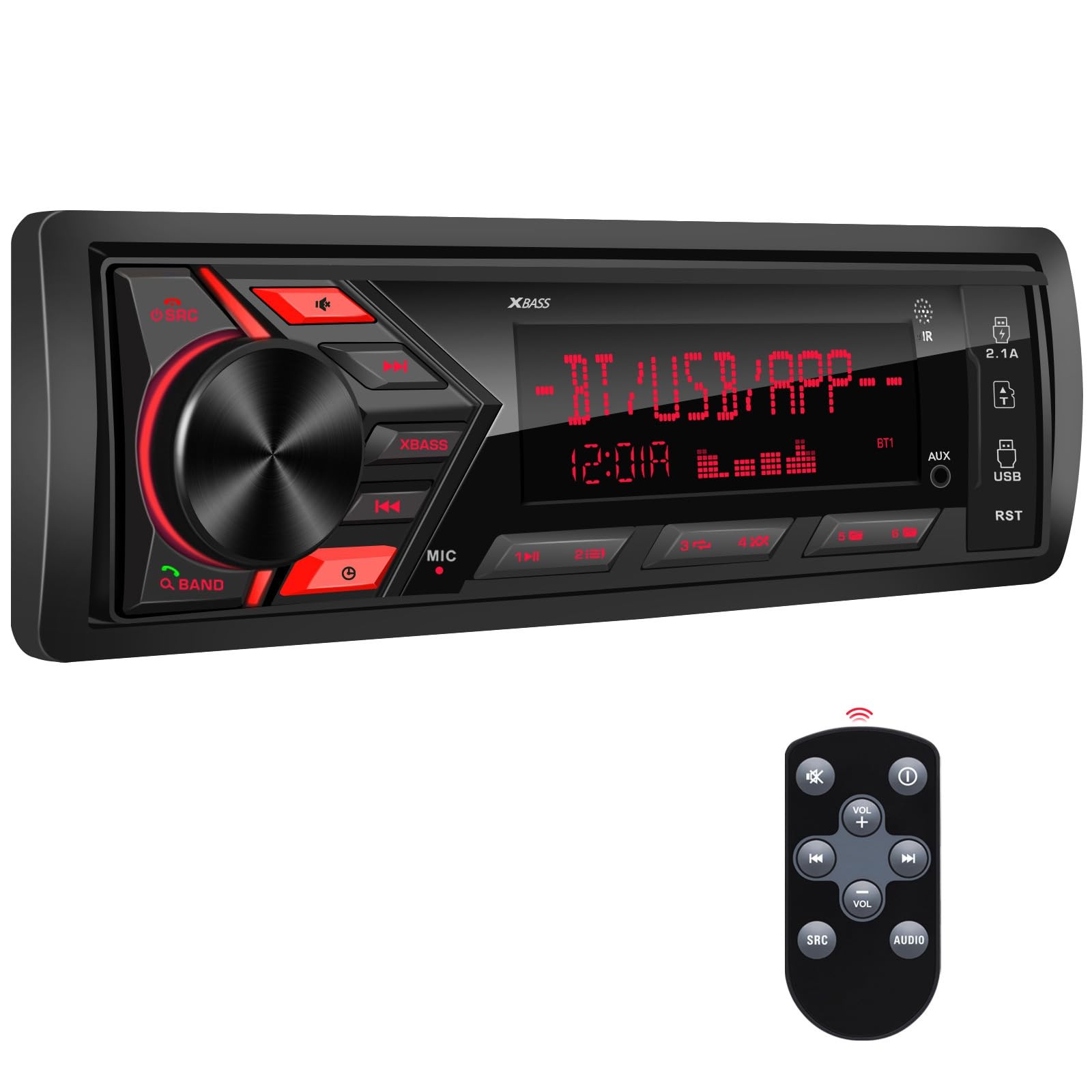 Bluetooth Car Stereo Marine Radio: Single Din LCD Display Audio System – Indash