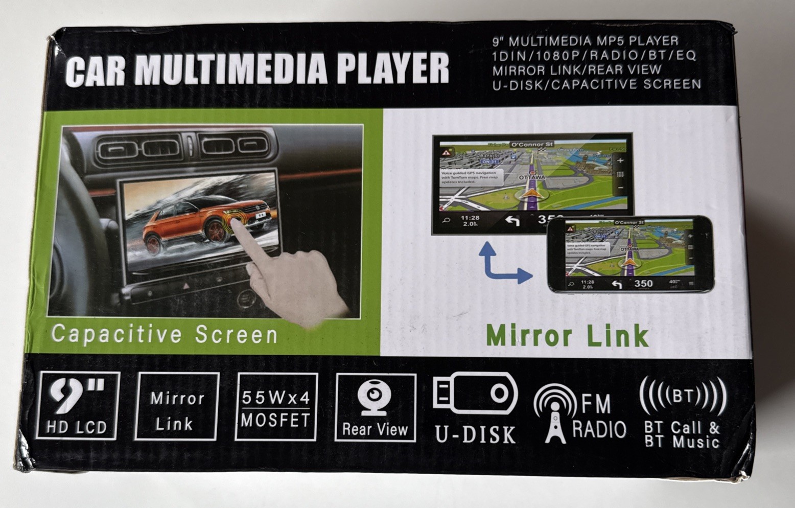 9″ HD Touch Screen Car Multimedia Player, Mountable Wired Wireless Backup Camera