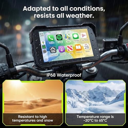 5 Inch Portable Wireless CarPlay & Android Auto Motorcycle Screen IP68