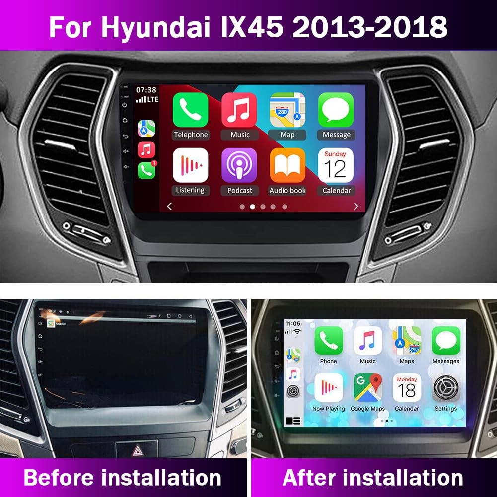 [2+32G] Android 13 Car Radio for Hyundai Santa Fe IX45 2013-2018 Link, 9” Touch