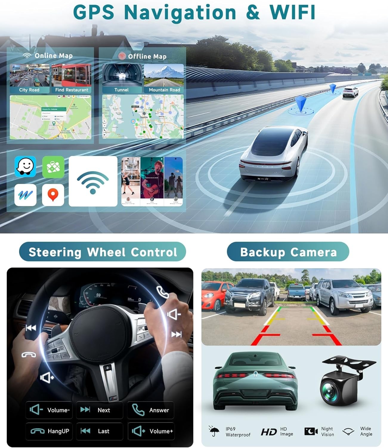 7″ 4+64G Android Auto Carplay 2006-2018 Jeep Wrangler Dodge RAM Chevy Chrysler