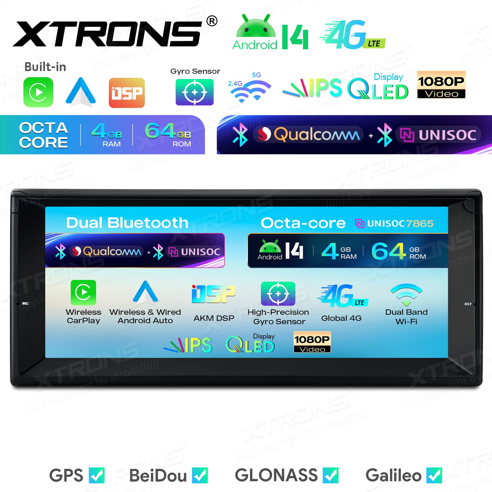 Android 14 Car Stereo For BMW E39 M5 E38 10.25″ QLED 4G 64G CarPlay Android Auto