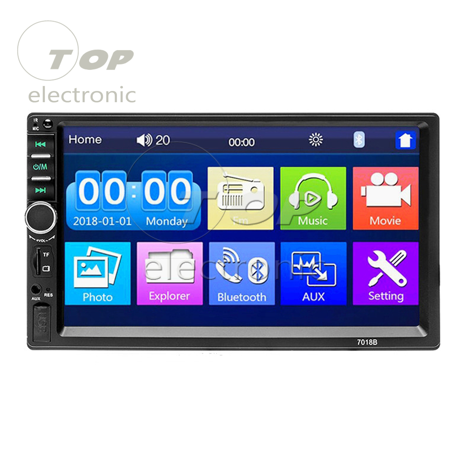 7 Double 7018B 2 DIN Car Radio MP5 Player Touch Screen Bluetooth + Rear Camera