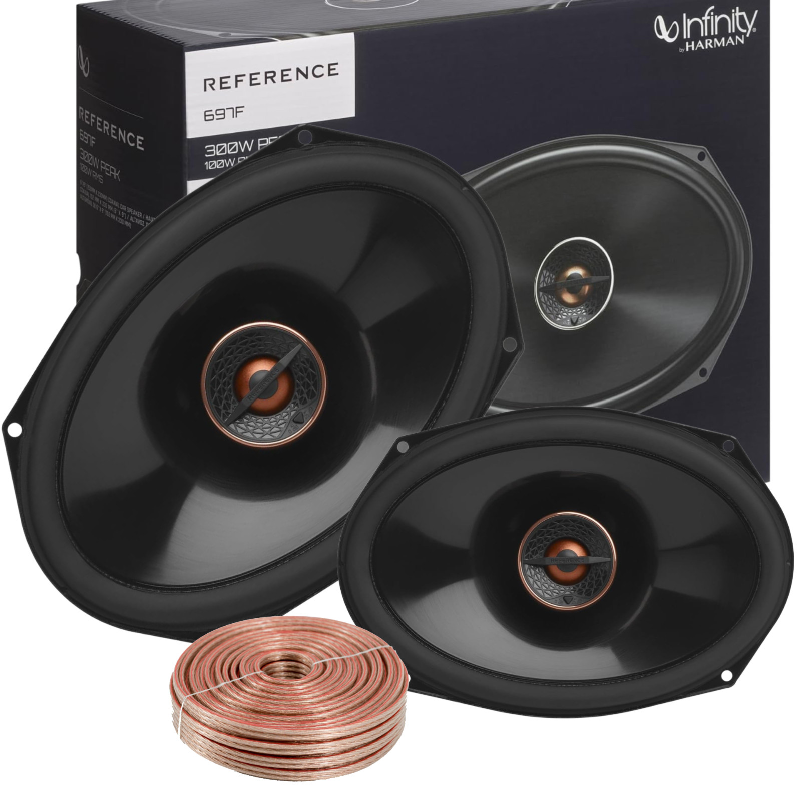 Infinity REF697F 6×9 Coaxial Car Speakers 300W + 500WATTS Tweeter & 100ft Wire