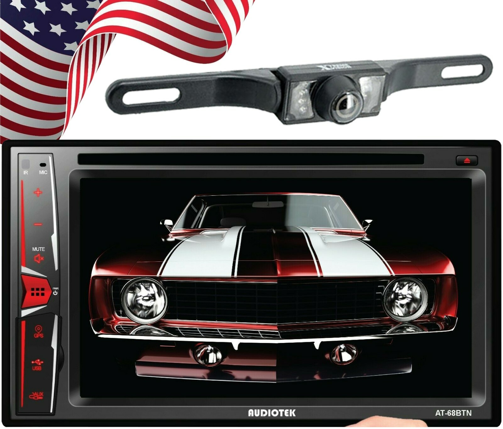 Audiotek AT-68BTN 6.2″ Touch Screen Radio Mirror Link+ Rearview Camera XV95BK