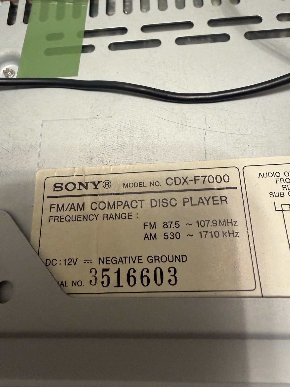 Sony Xplod SONY MODEL NO. CDX-F7000 CD/AM/FM Player with Remote