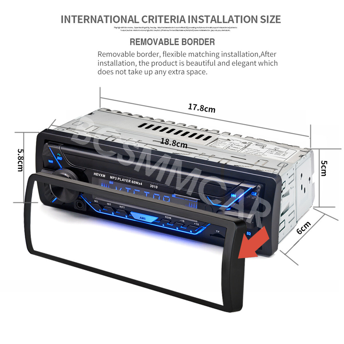 Single Din Car Radio Stereo MP3 Player Head Unit In-dash Bluetooth/USB/TF/FM/AUX
