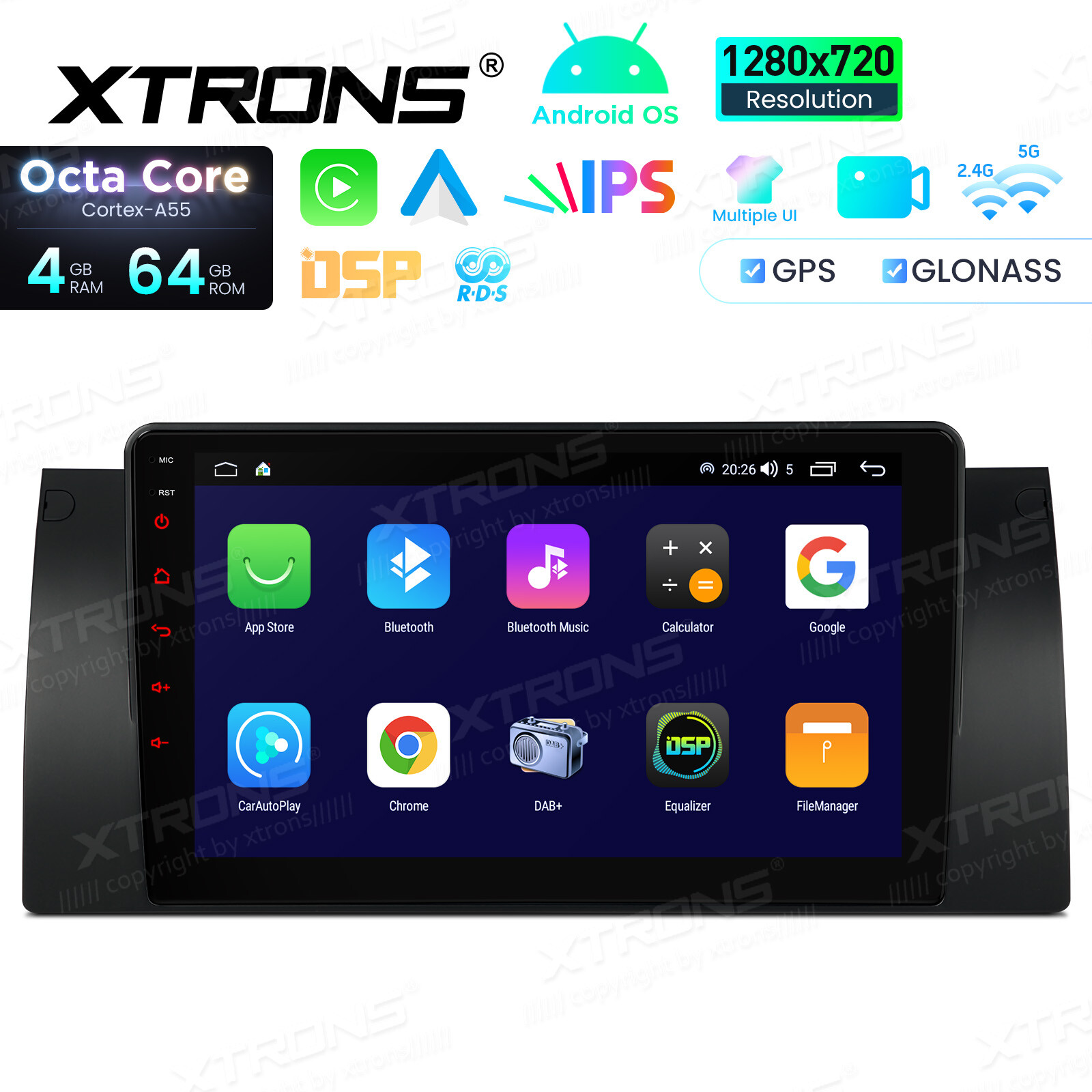 For BMW X5 E53 Car Stereo Radio GPS Navi 9″ IPS Android 13 Qcta-Core 2+32GB