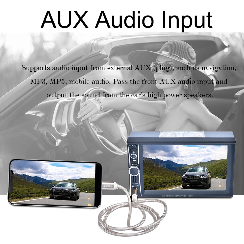 8G Map Card FM Radio 6.6″ Car Stereo HD Touchscreen 2DIN MP5 GPS Bluetooth