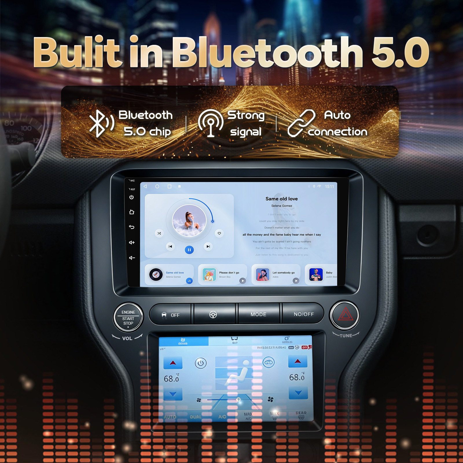 4+64G Car Stereo touch Radio GPS WIFI For Ford Mustang 2015-2021 CarPlay Android