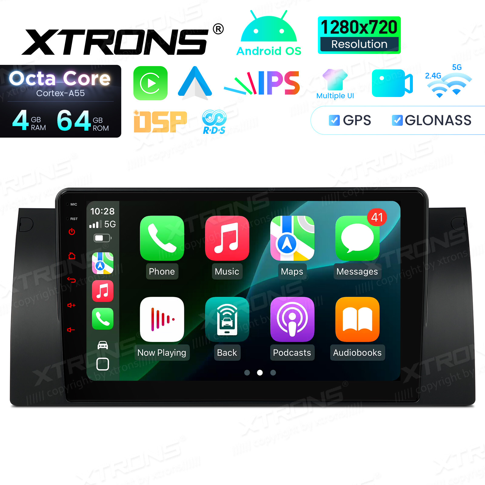 For BMW X5 E53 Car Stereo Radio GPS Navi 9″ IPS Android 13 Qcta-Core 2+32GB