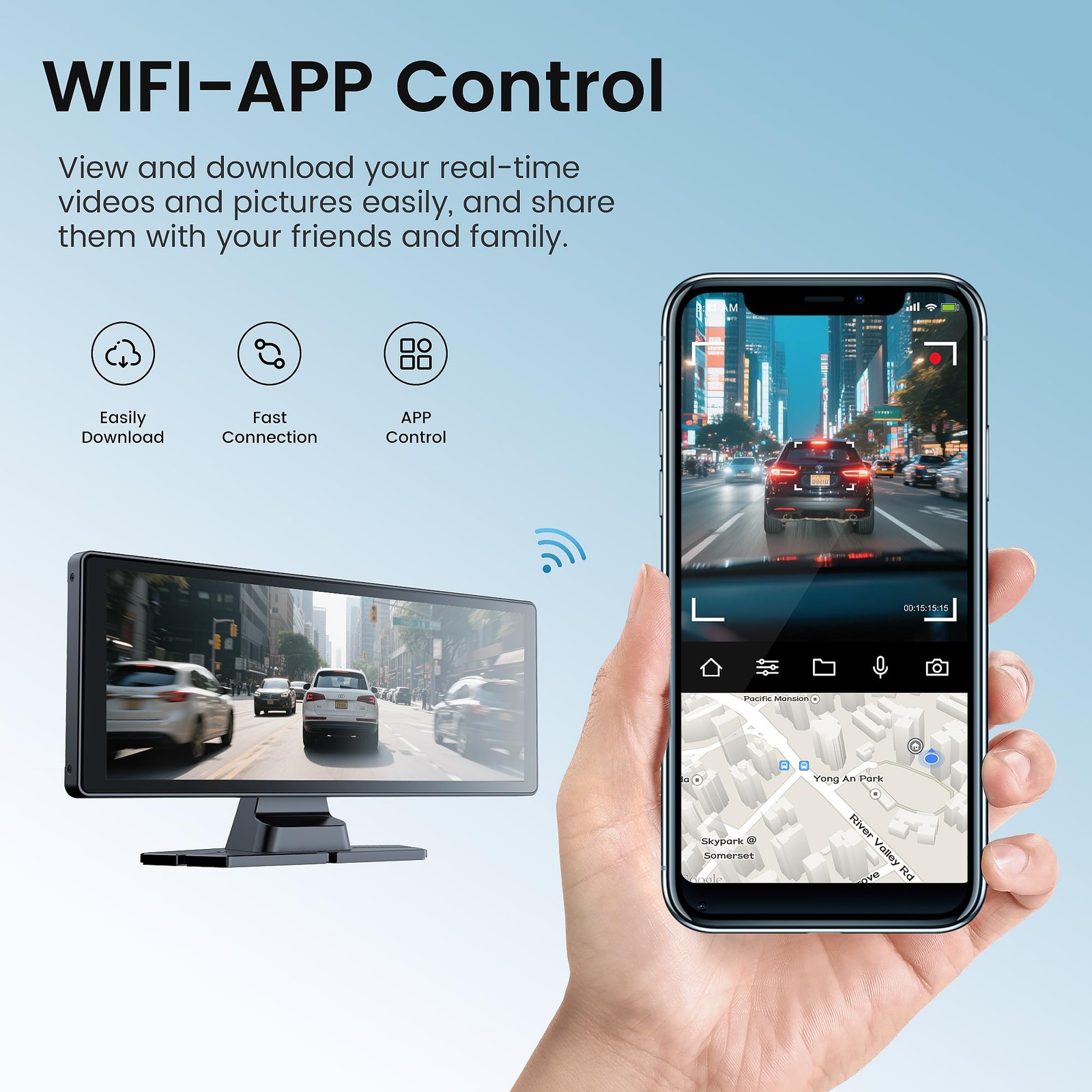 10.26″ Carplay Screen for Car,4K Dash Cam,Portable for Apple Android Auto,Voi…