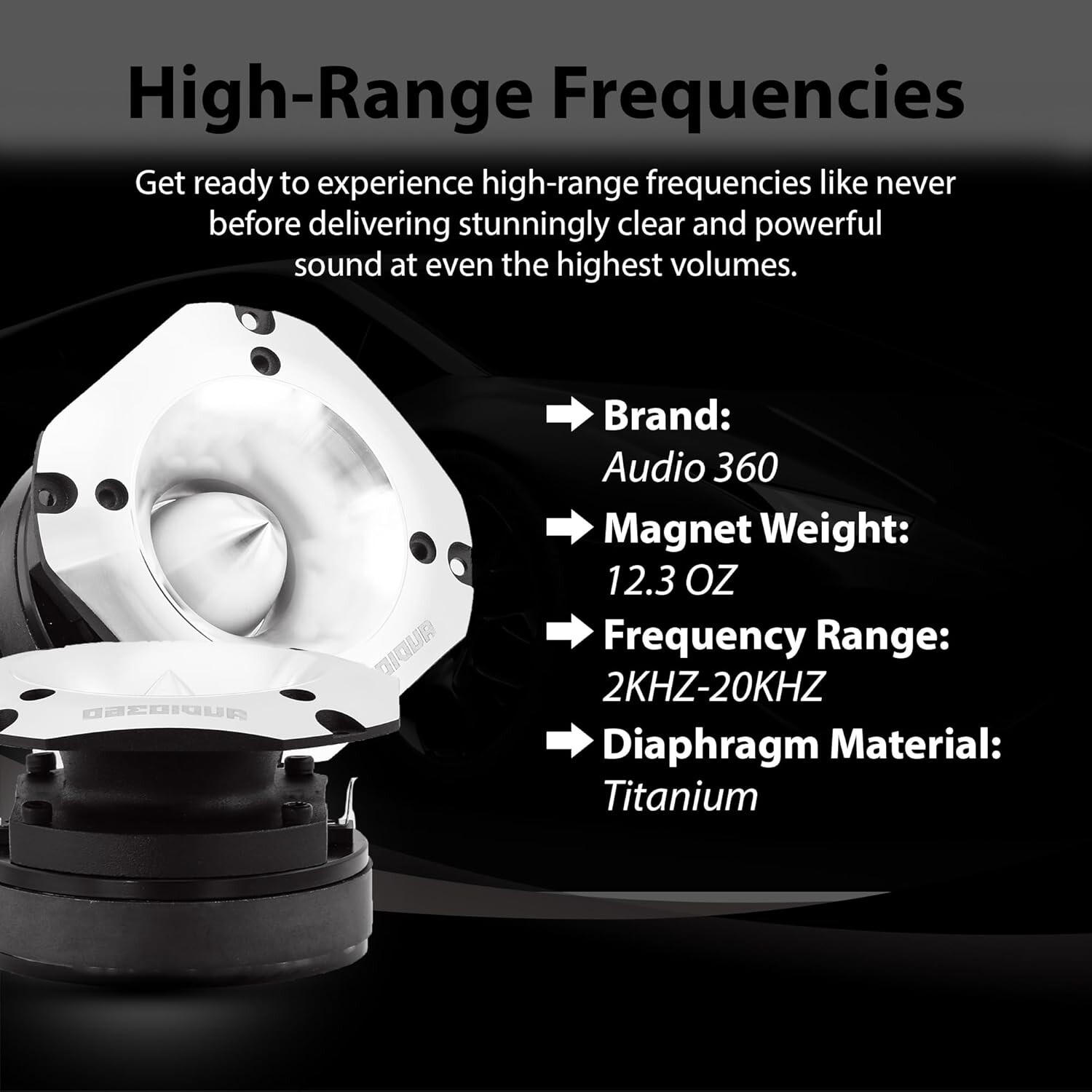 Audio360 4-Inch Super Tweeter Speaker, 4 Ohm, 1800W Max Power, 105dB Sensitivity