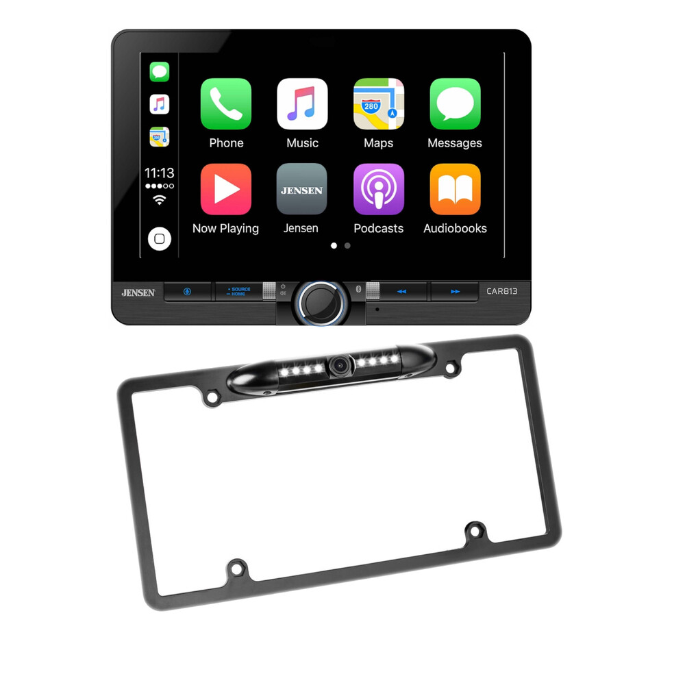 Jensen CAR813 8″ Floating Touchscreen with Bluetooth + License Plate Camera