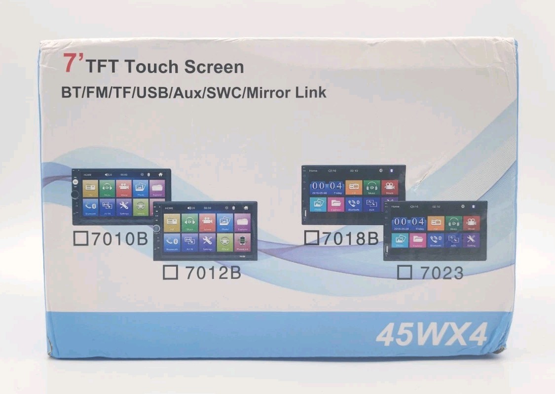 Double Din 7″ TFT 45WX4 Touch Screen Car Stereo With BR/FM/TF/USB/Aux/SWC/Mir…
