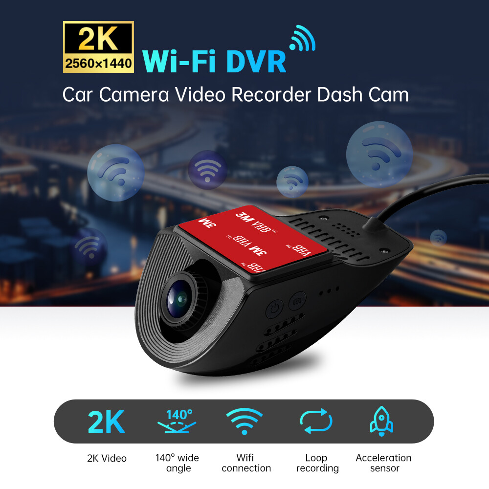 HD 140° Wide View Car WiFi DVR Dash Recorder CAM Rearview Camera 2K Video Play