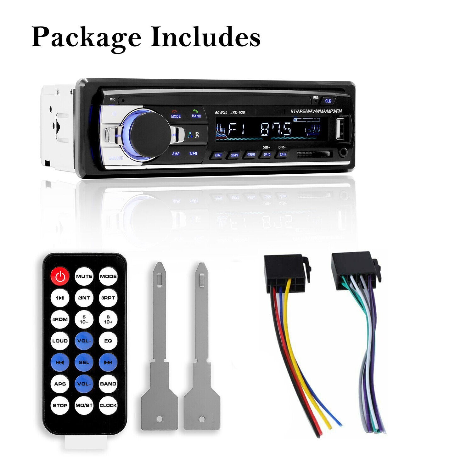 Car Sterio Radio MP3 Player with Bluetooth Audio In-Dash FM Aux Input Receiver