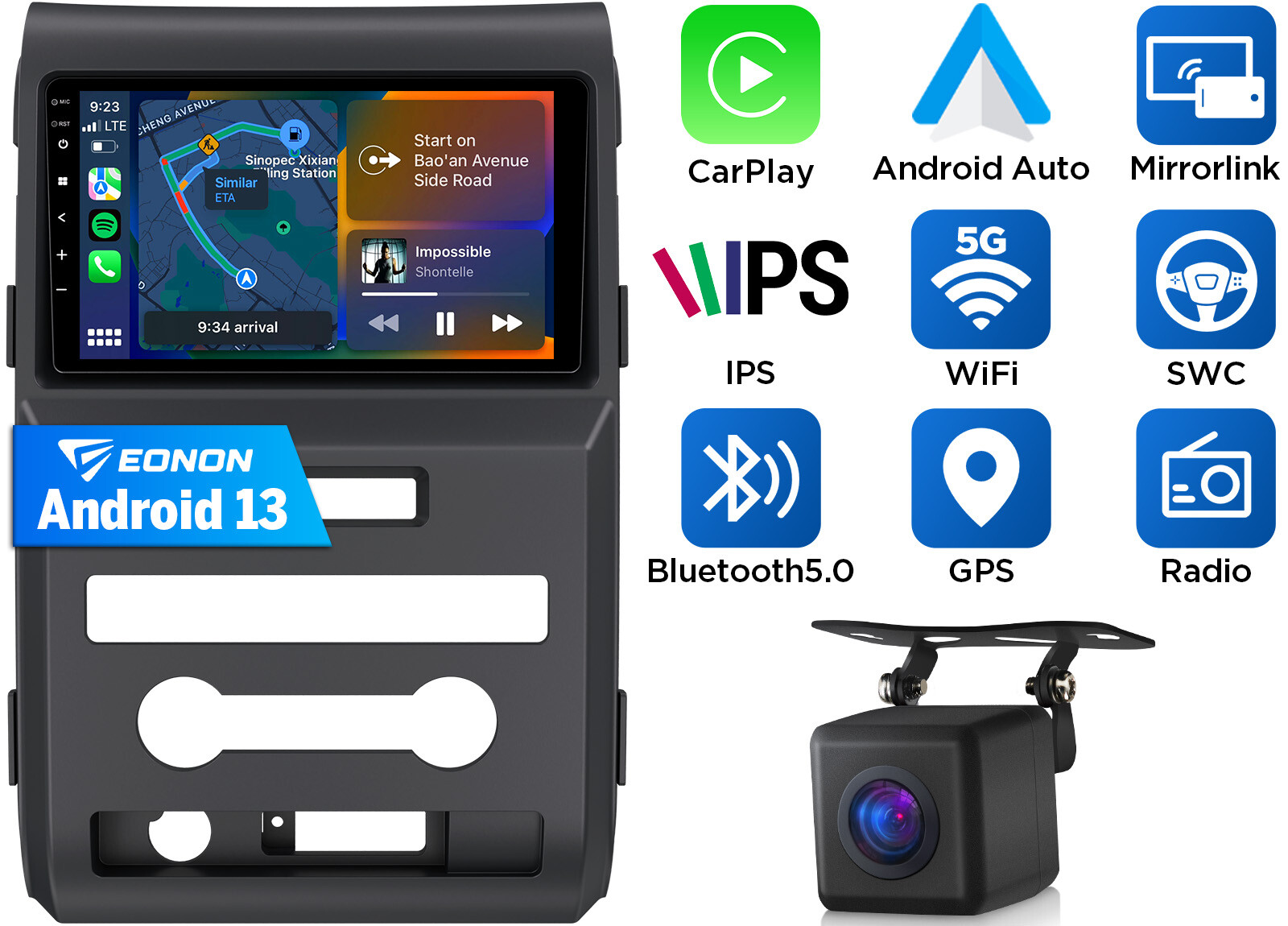 Eonon FDF1X6 Android Auto 13 9″ Car Radio Stereo GPS CarPlay for Ford F150 09-12