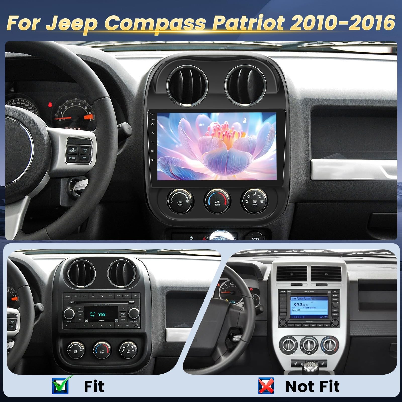 [2G+64G] 10 inch Screen for Jeep Compass Patriot Radio 2010-2016, Android Com…