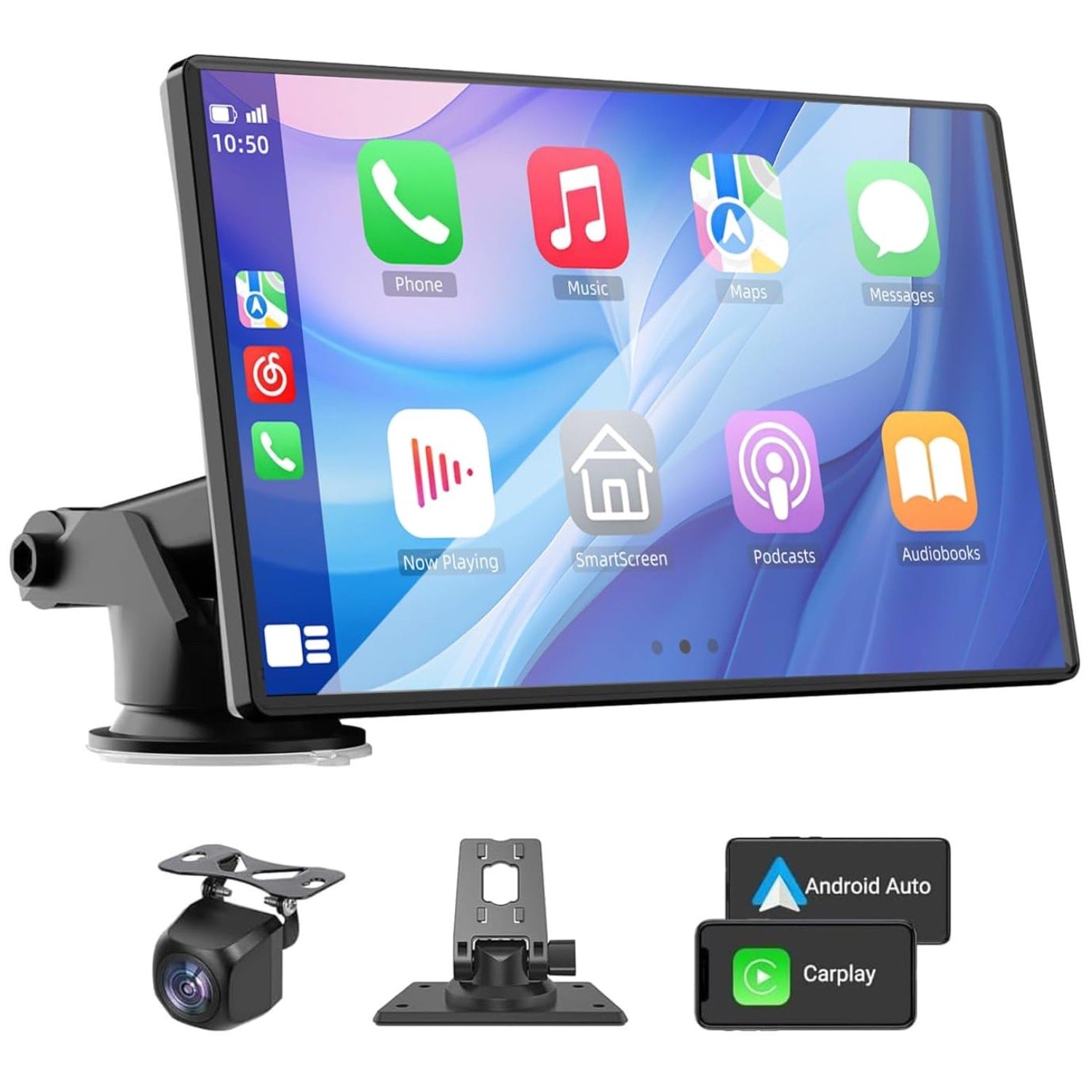 Wireless Carplay & Android Auto Screen with HD Backup Camera