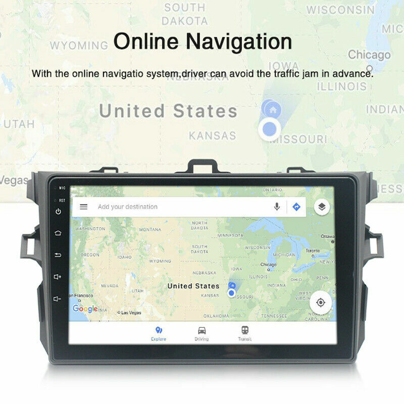 9″ Android 10.1 Car Stereo Radio WIFI FM GPS Navi For Toyota Corolla 07-13+Cam