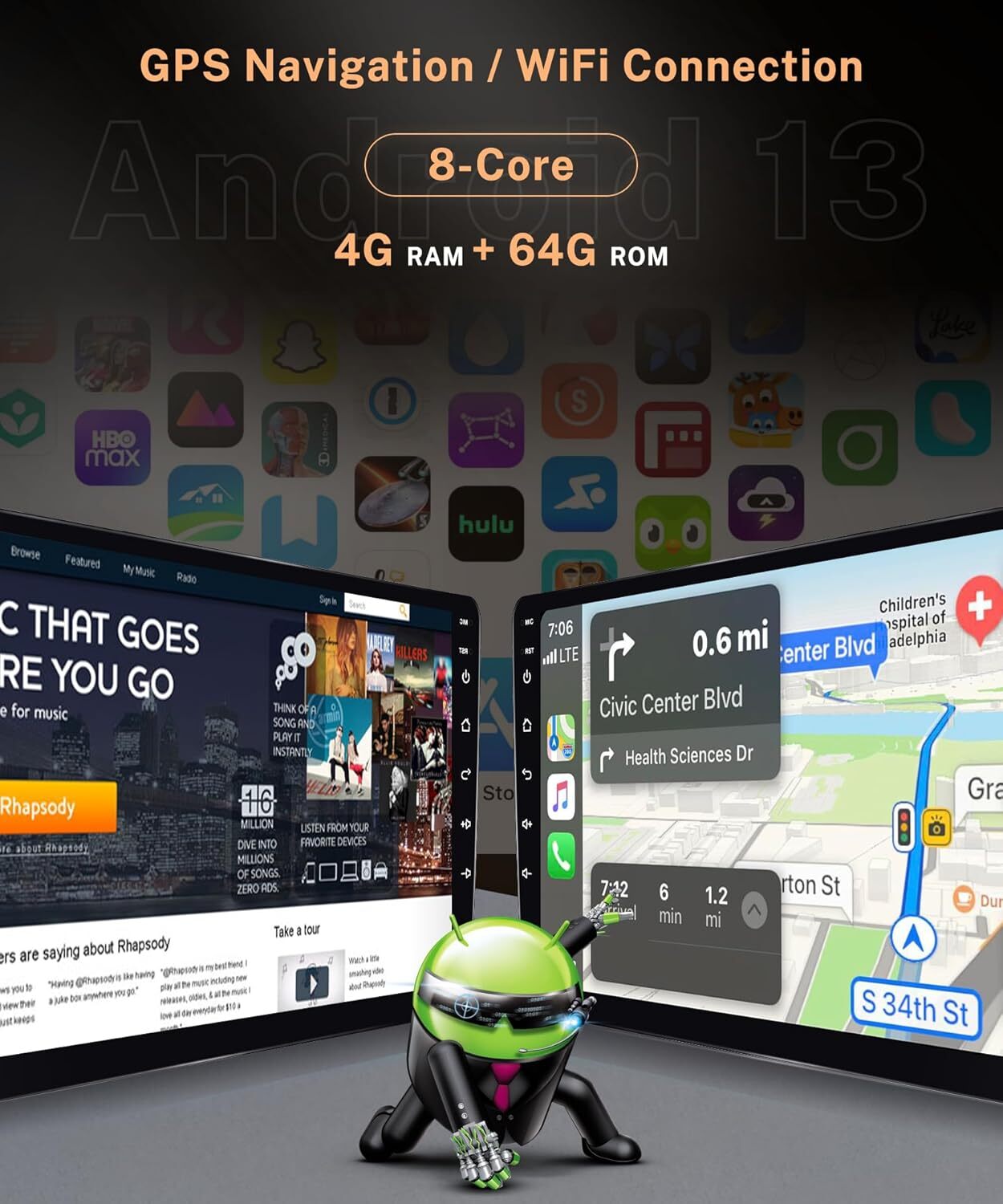 Apple CarPlay For Honda Civic 2016-2020 Android 13 Car Stereo Radio GPS WiFi 64G