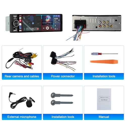 Single Din Car Stereo Universal, 6.36 Inch CarPlay & Android Auto IPS Black