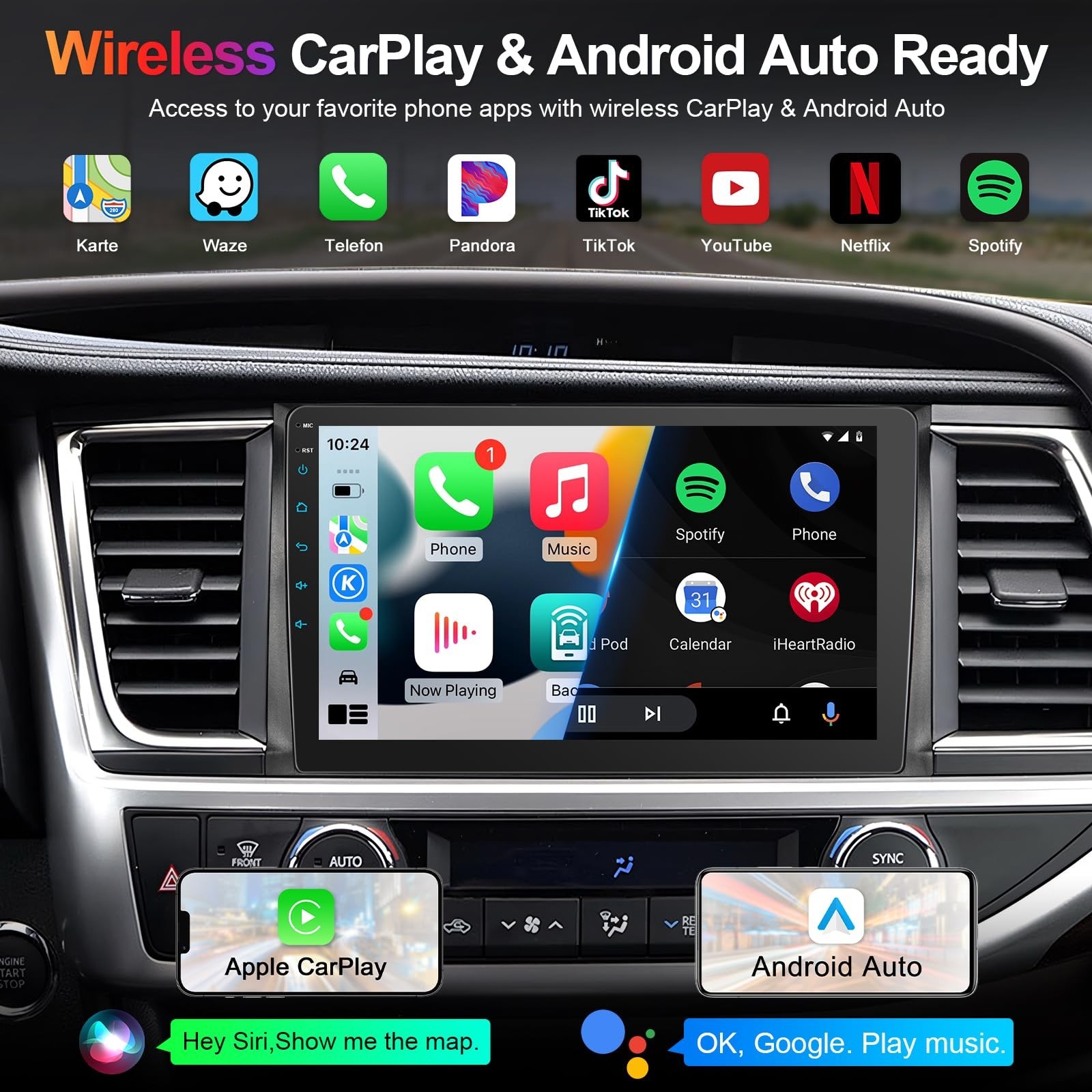 [8core 4+64G] 10.2” Car Radio Stereo for Toyota Highlander 2014-2019 CarPlay…