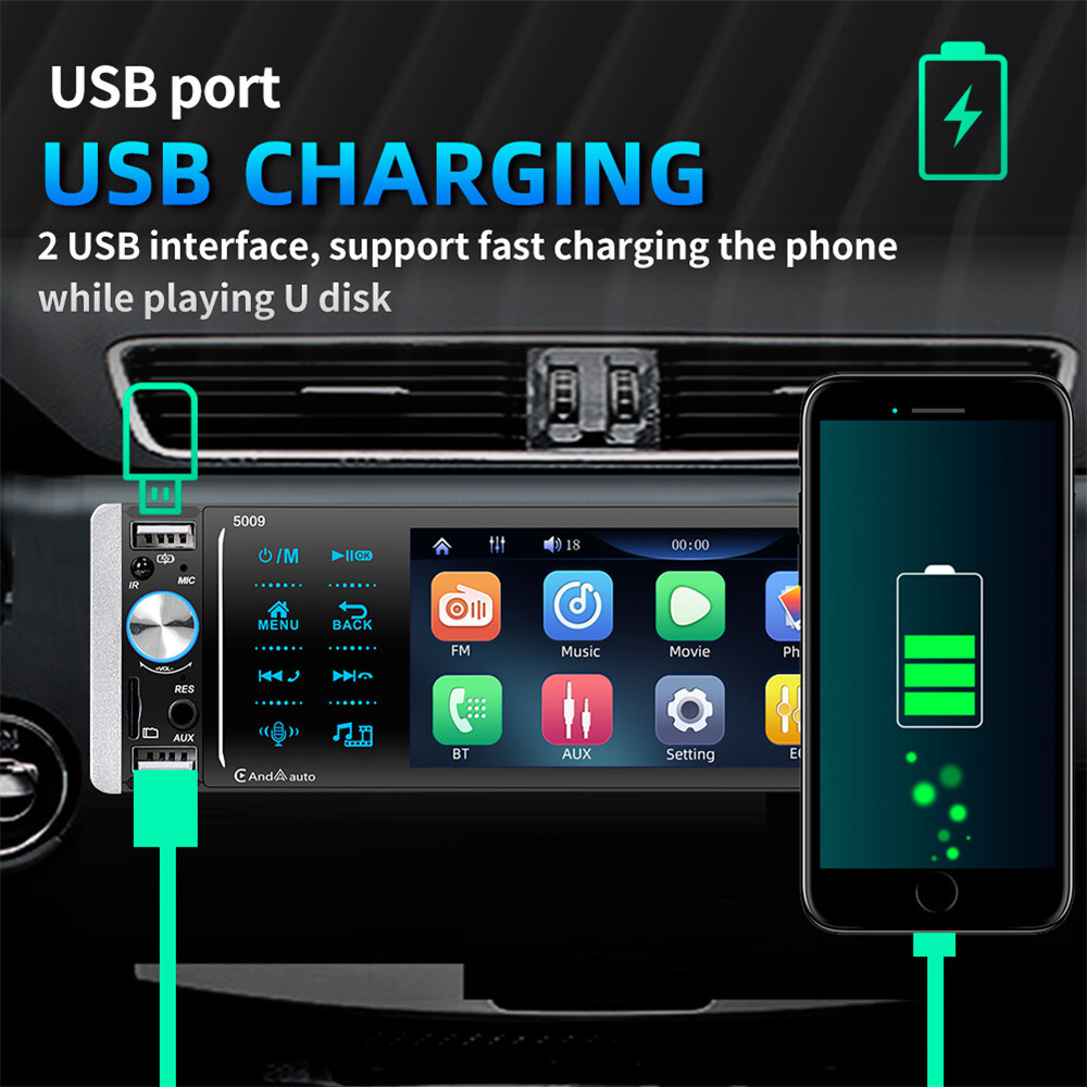 5.1in 1DIN Car Stereo Radio Touch Screen Bluetooth MP5 Player Carplay USB Camera