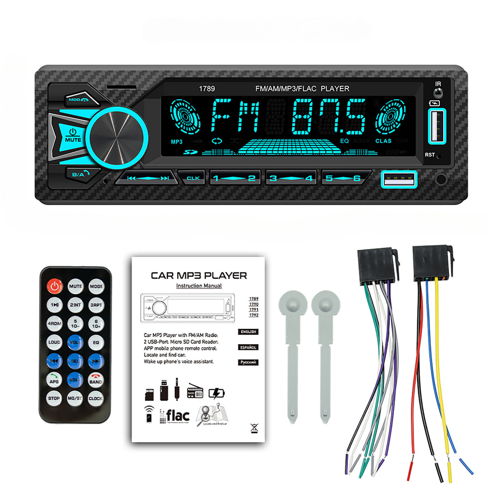 Single 1 DIN Car Stereo Radio Bluetooth MP3 Player AUX USB AM FM Audio Receiver