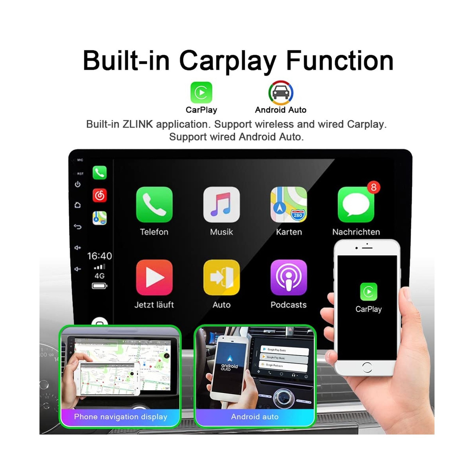 for Toyota Yaris Radio 2008 2009 2010 2011Wireless Carplay Android Auto with …