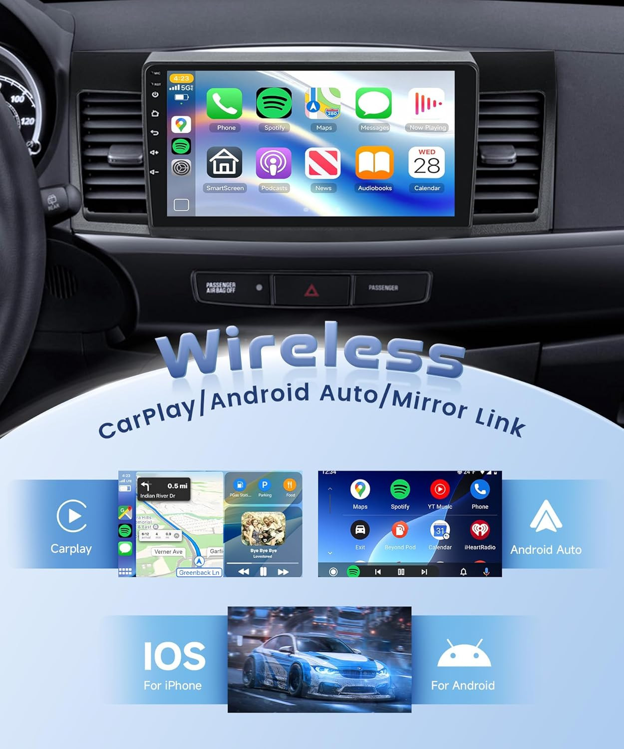 8Core 4G+64G Qual-Comm Snapdragon Chip Car Radio Stereo for Mitsubishi Lancer 20