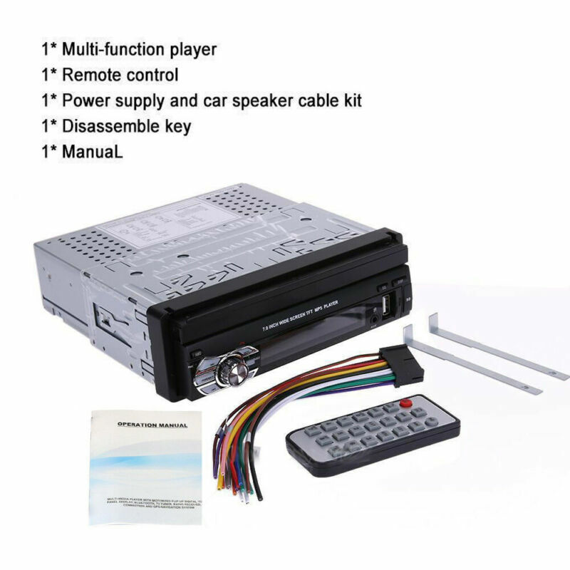 7”1 Din Car Radio SD Head Unit Touch Screen Stereo Flip Out Screen Bluetooth FM