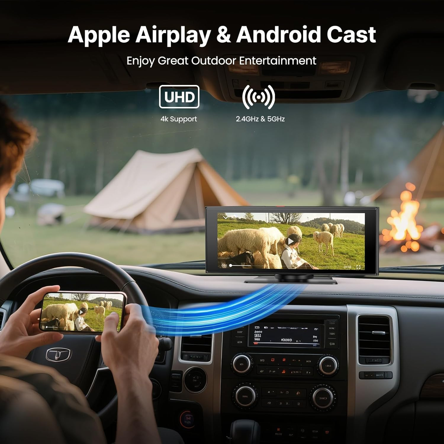 10.26” Wireless Car Play & Android Auto Touchscreen Monitor with Bluetooth