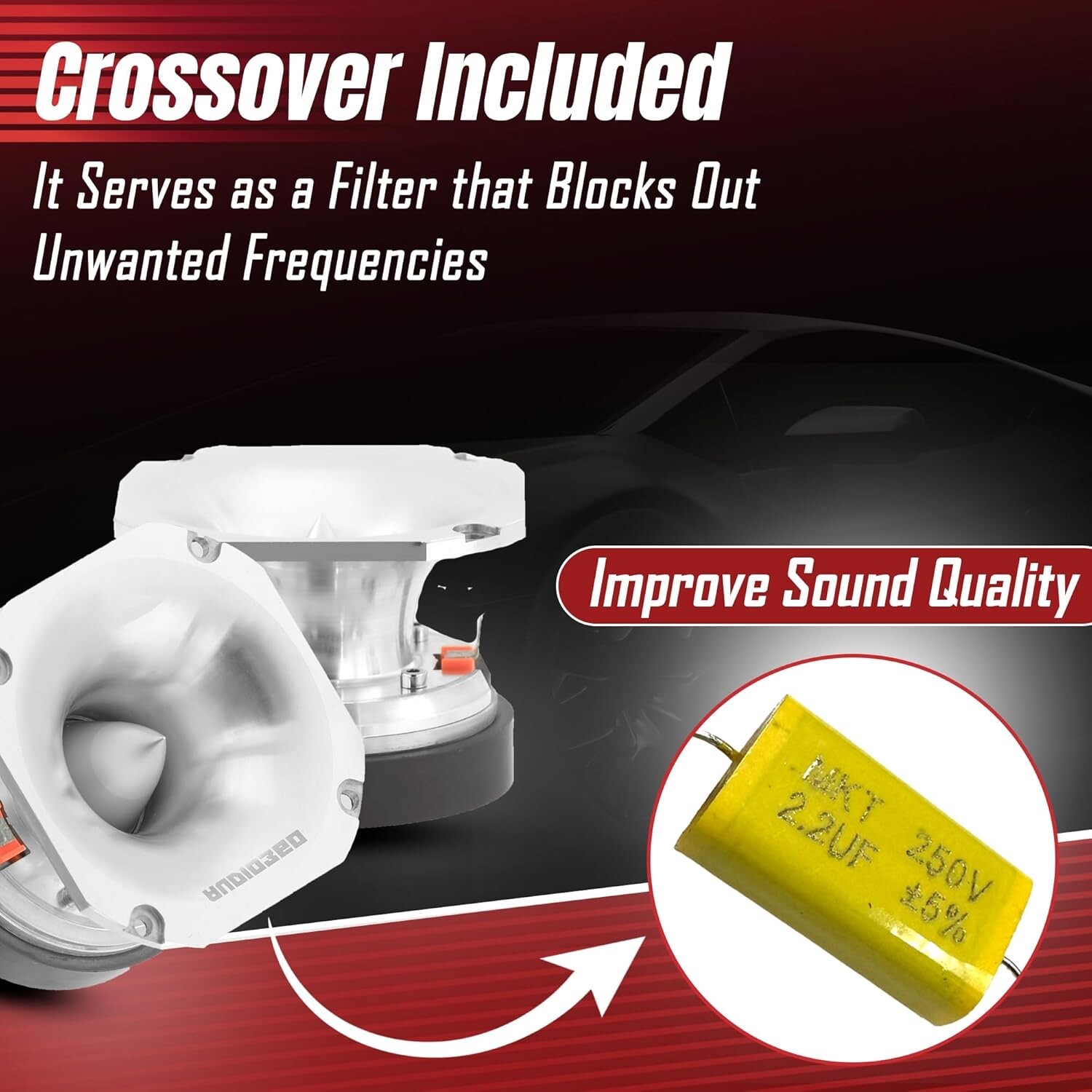 2x Audio360 3.93-Inch Super Tweeter Speaker 4-Ohm 2200W Max 106dB PEI Diaphragm