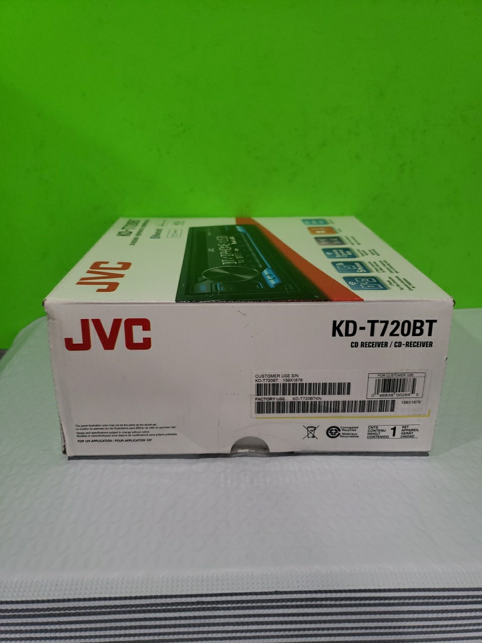 JVC KD-T720BT Single DIN CD with Bluetooth, Alexa, USB, and 13-Band EQ Open Box