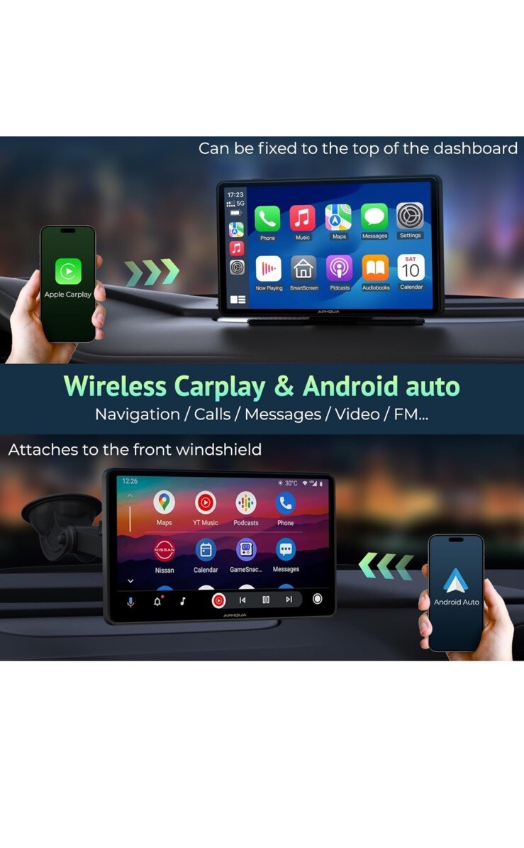 2024 APHQUA Wireless Portable Carplay and Android Auto,Carplay Screen for Car…