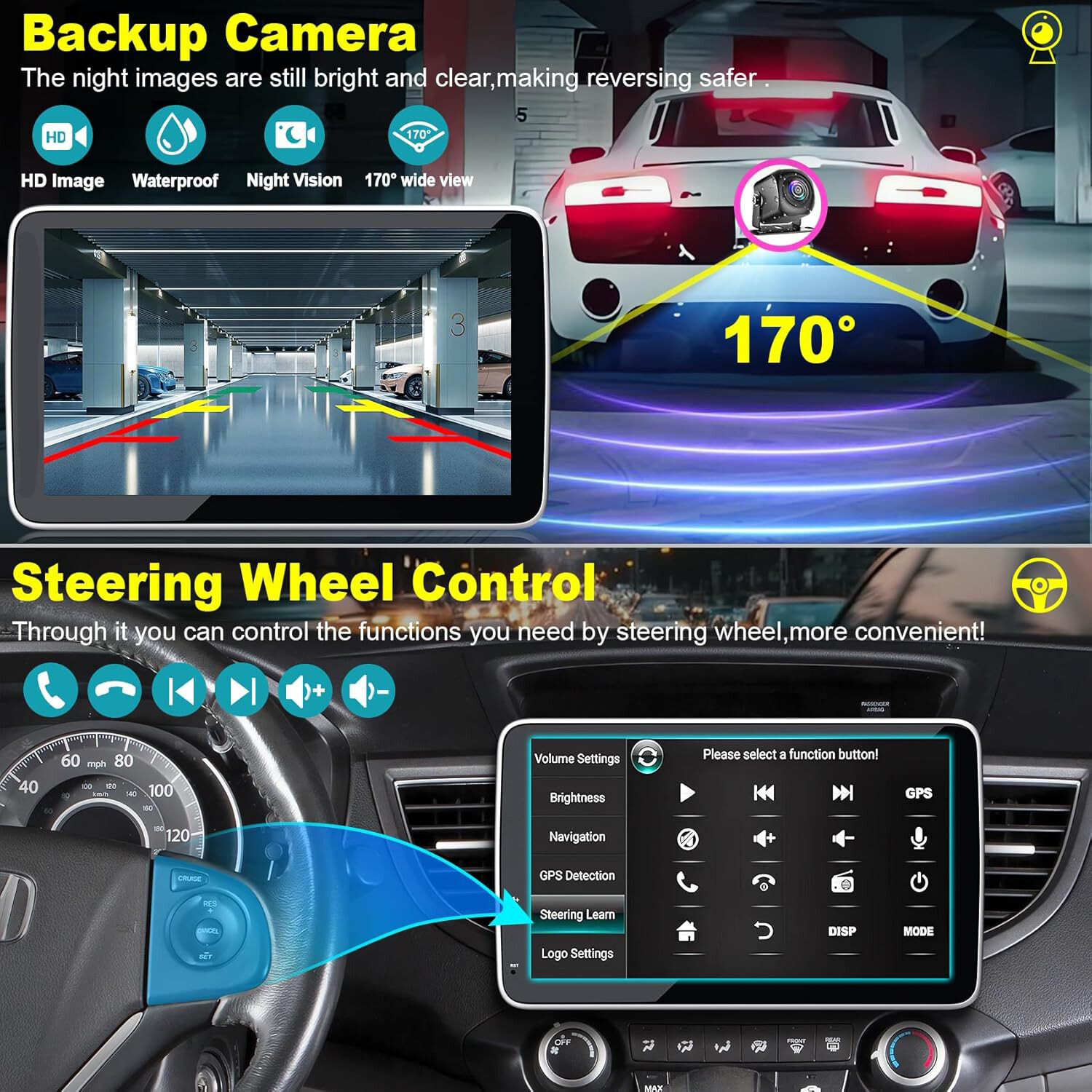 10 Inch Car Stereo Radio Player Android 13 GPS For Carplay 2 Din WIFI + Camera