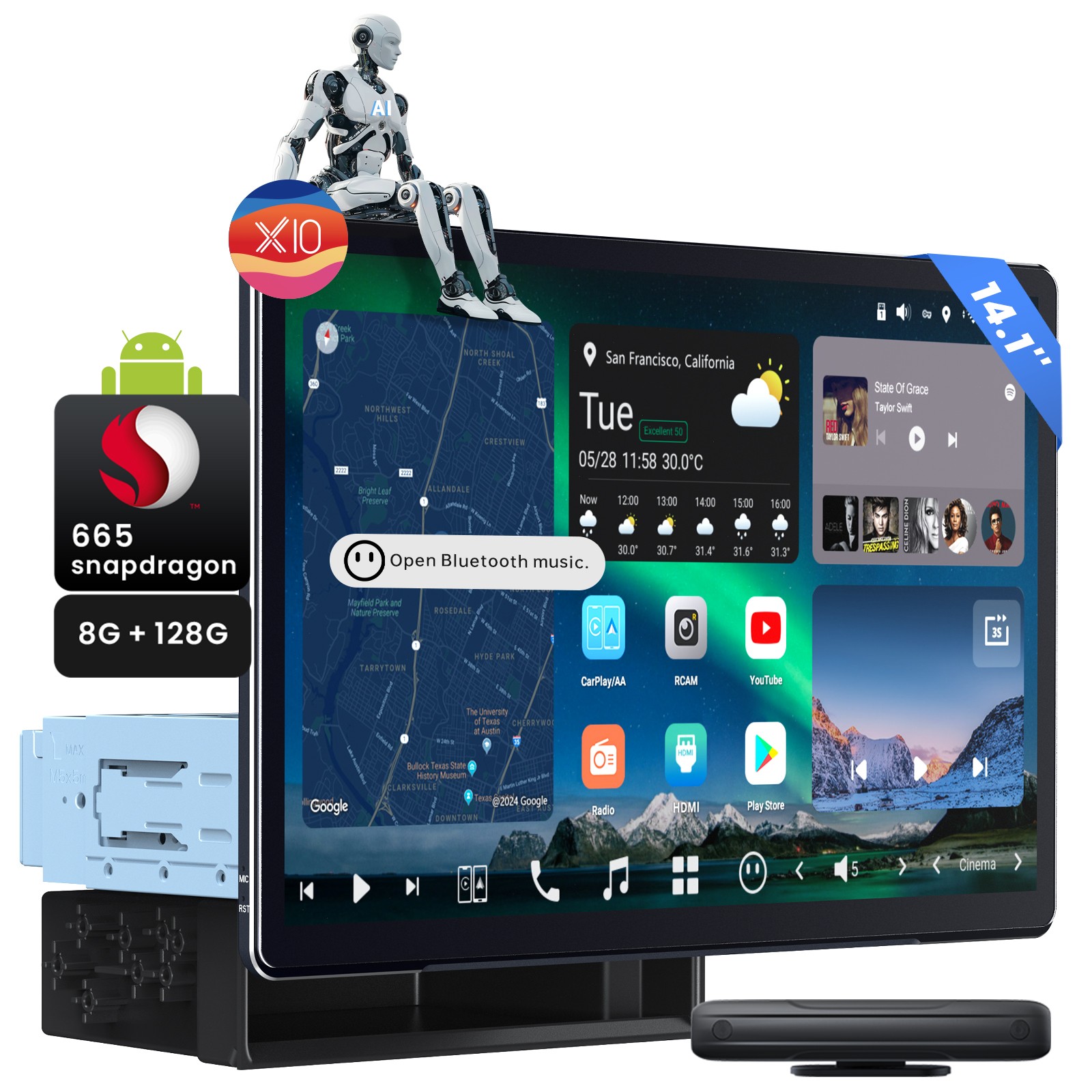 Flagship ATOTO 14.1″ Single Din AI Android 13 Car Stereo Built-in DVR GPS Track