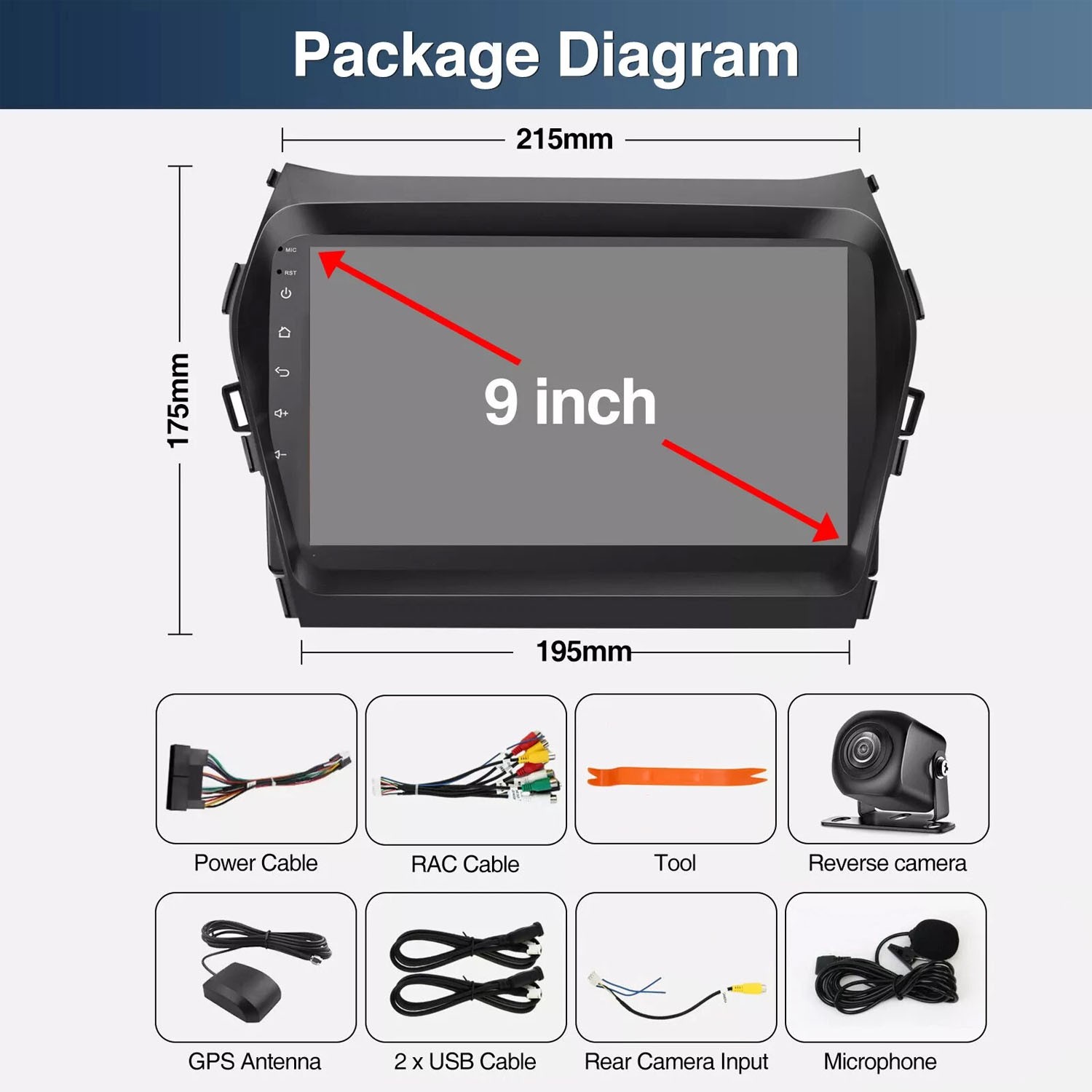For 2013-2017 Hyundai Santa Fe Sport Apple Carplay Android Car Radio Stereo GPS