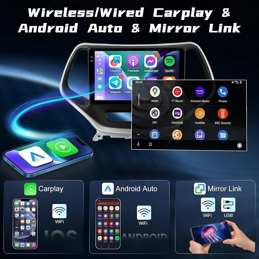 10.1″ 4+128G Android Car Radio Stereo Jeep Cherokee 2013-2018 CarPlay GPS Camera
