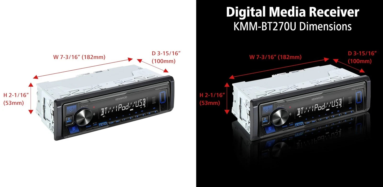 NEW KENWOOD KMM-BT270U Bluetooth Digital Media Car Stereo USB AM/FM MP3 LCD