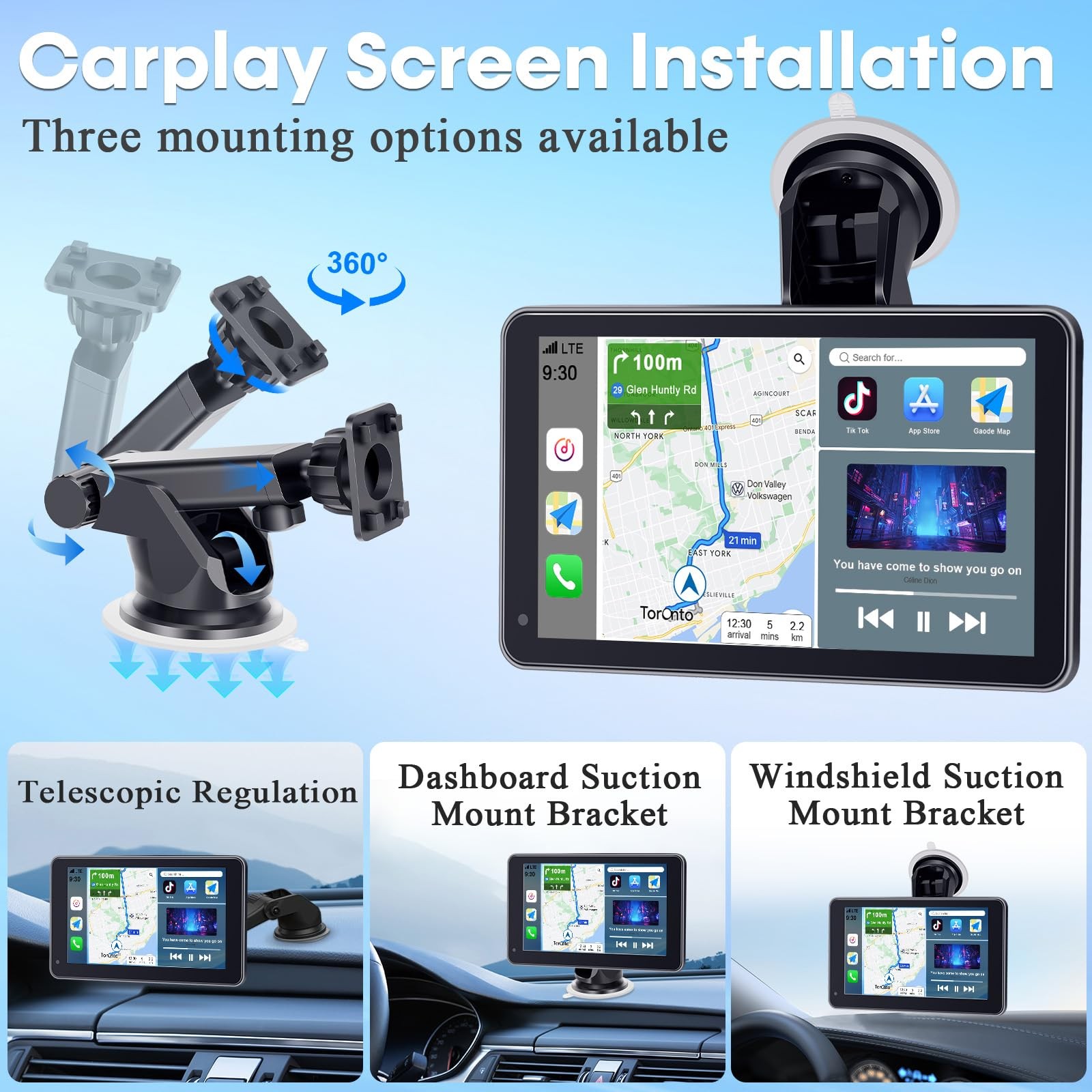 Pantalla Portatil De 7 Pulgadas Con Android Auto Y Navegacion GPS Lujo