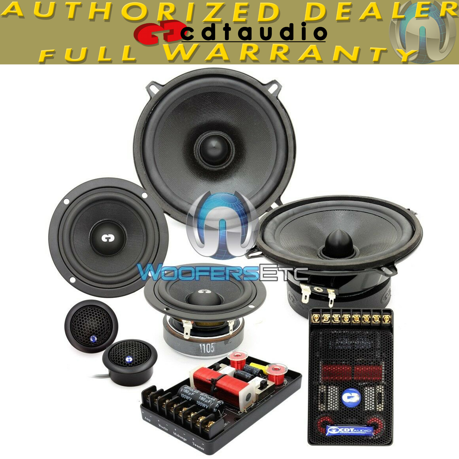 CDT AUDIO CL-E532 5.25″ 3″ 1″ SILK TWEETERS 3-WAY CROSSOVERS COMPONENT SPEAKERS