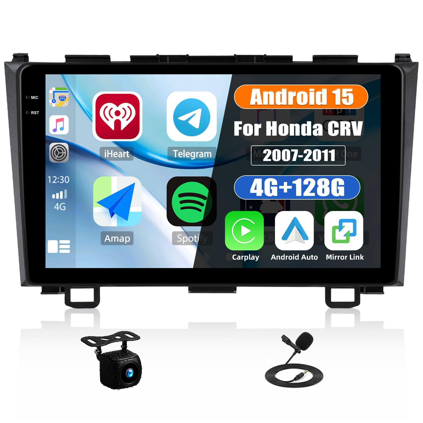 9 Inch Car Radio for Honda CRV 2007-2011, Wireless CarPlay, GPS, Bluetooth