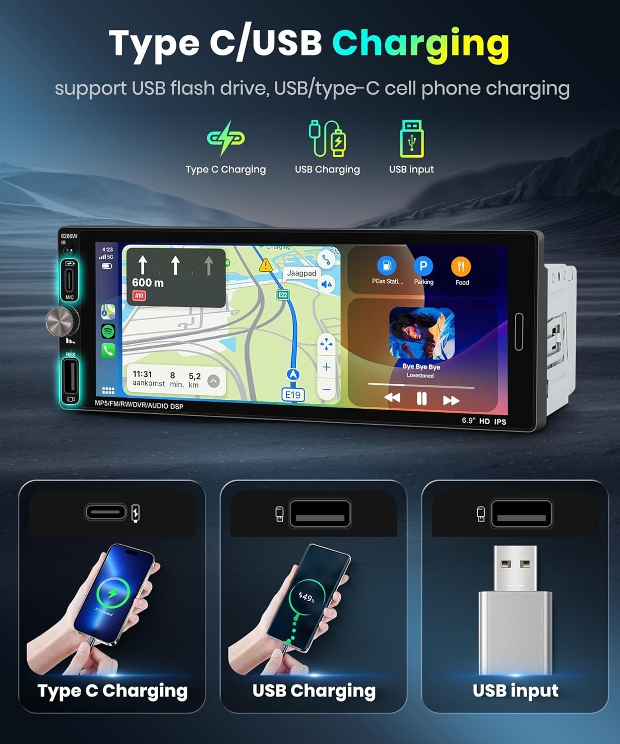 6.9-Inch Bluetooth 5.2 Car Radio with Backup Camera & Mirror Link – 2025 Upgrade